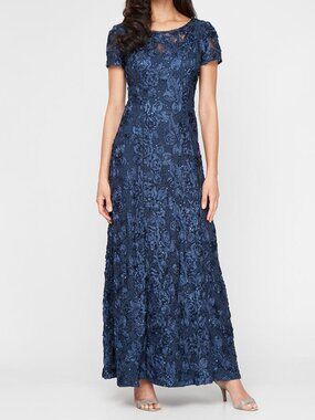 alex evenings rhinestone trim bolero jacket dress Glitter Jacquard Knit & Matte Jersey Bolero Gown main image 1